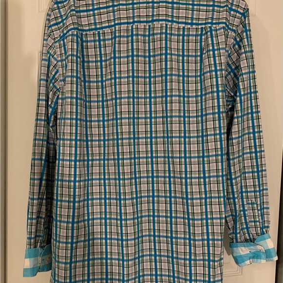 Tommy Hilfiger Teal and Green Plaid Shirt Size Large Gorgeous Color - Picture 5 of 8